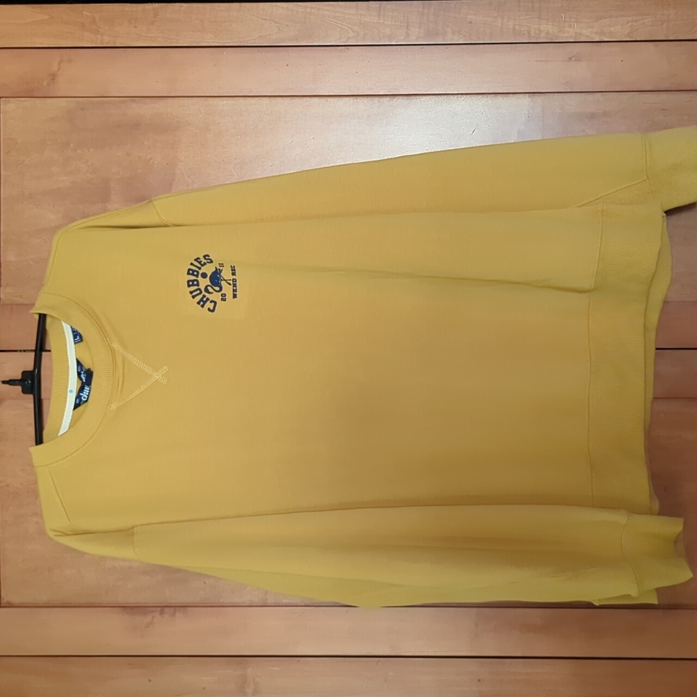 New Chubbies Mustard Yellow The Dazed Soft Terry Crew Neck Large